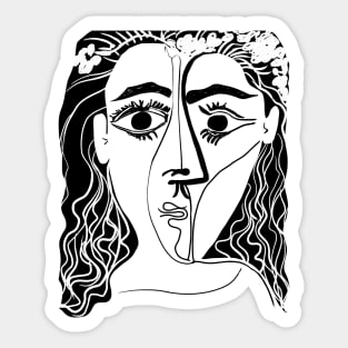 Picasso Woman's head #6 black line Sticker